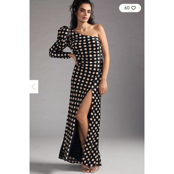 Mac Duggal Dresses & Skirts - IEENA MAC DUGGAL Black One Sleeve Polka Dot Gown